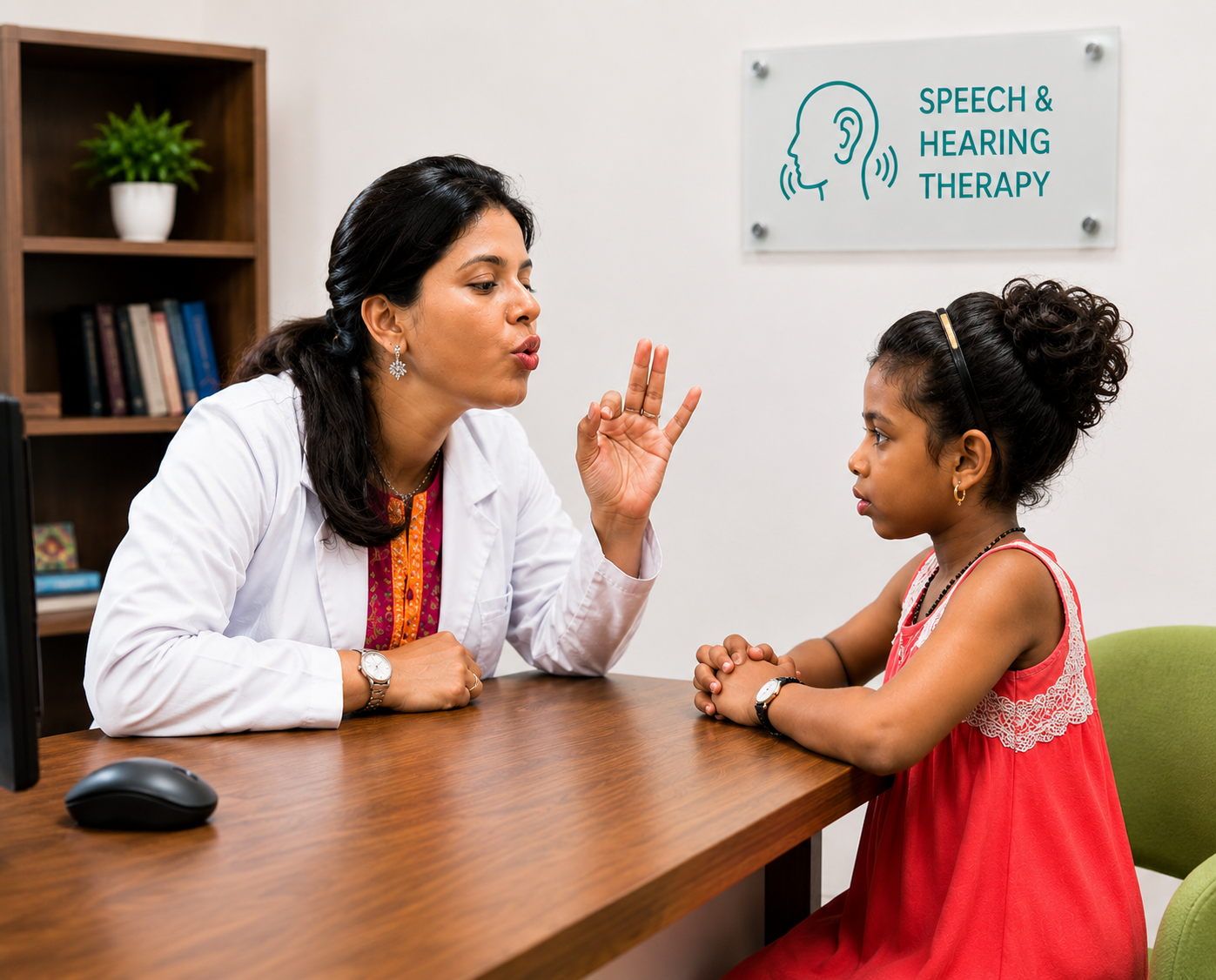 Clinical speech pathologist conducting swallowing and speech evaluation